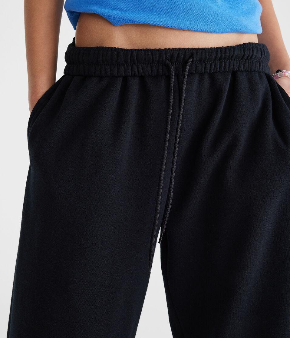 Aéropostale Mid-Rise Wide Leg Sweatpants Black Fox