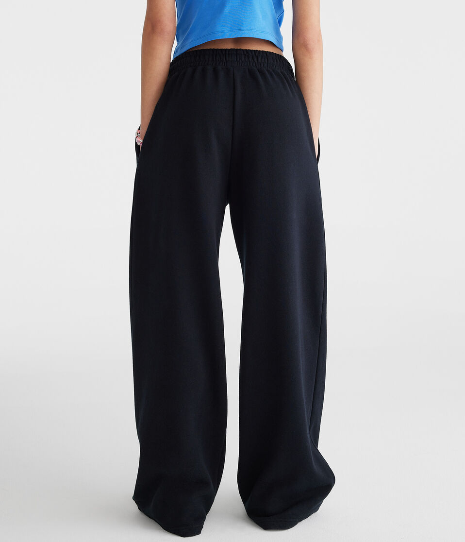 Aéropostale Mid-Rise Wide Leg Sweatpants Black Fox