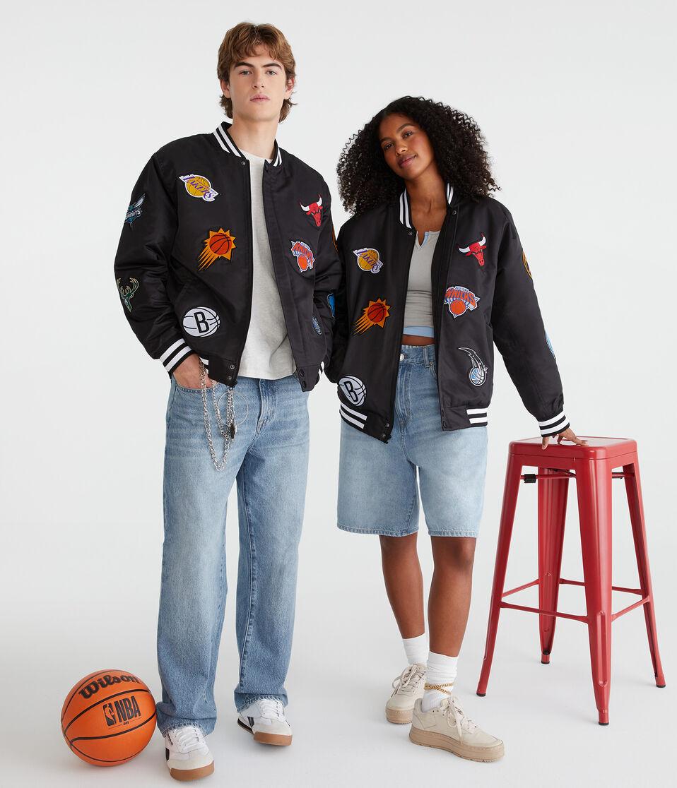 Aéropostale NBA Team Logos Bomber Jacket Black