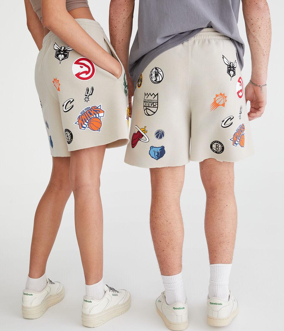 Aéropostale NBA Team Logos Fleece Shorts 6" Cream