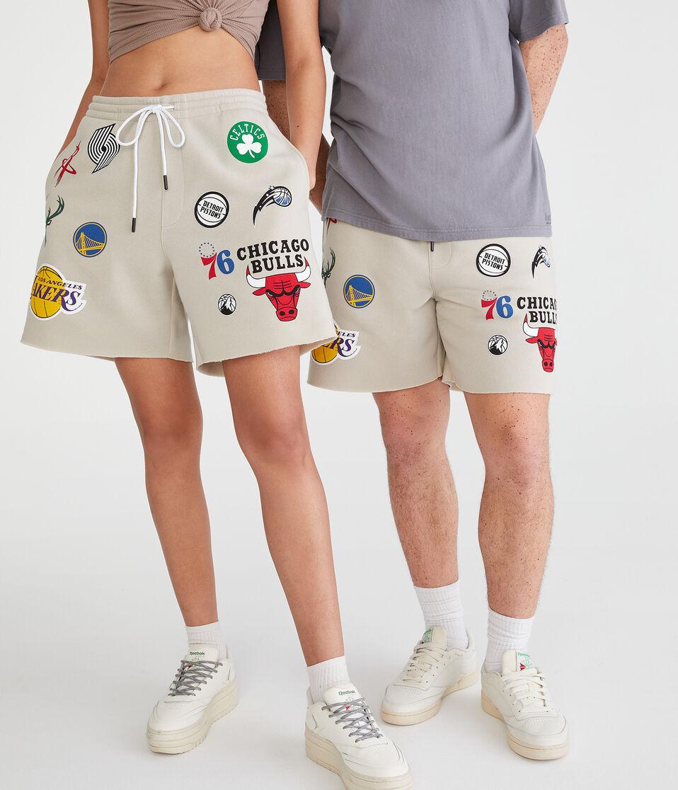 aéropostale NBA Team Logos Fleece Shorts 6" cream
