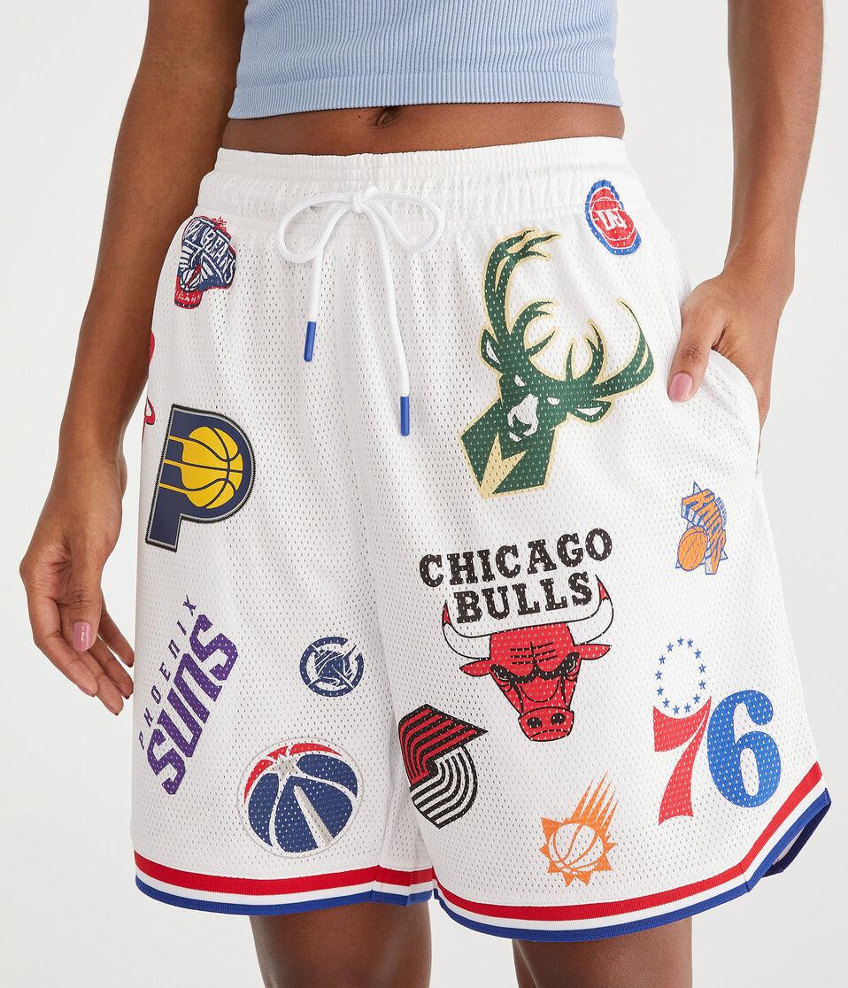 Aéropostale NBA Team Logos Mesh Shorts 6" White