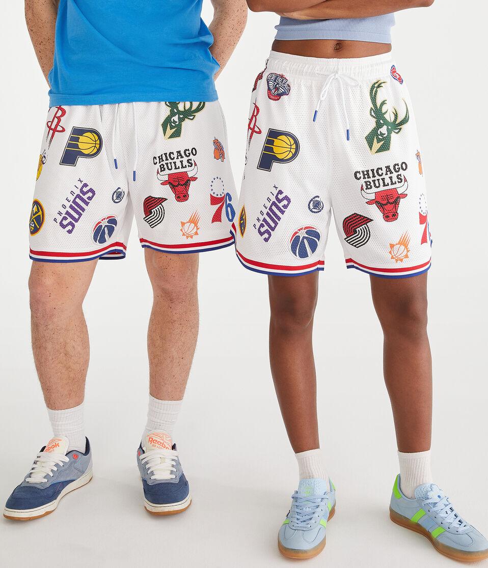 aéropostale NBA Team Logos Mesh Shorts 6" white