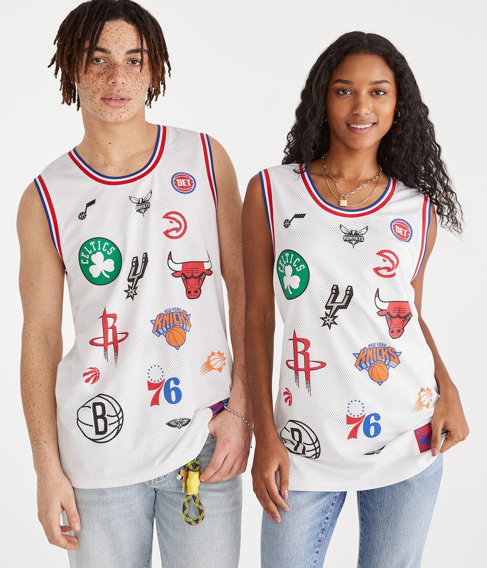 aéropostale NBA Team Logos Mesh Tank white