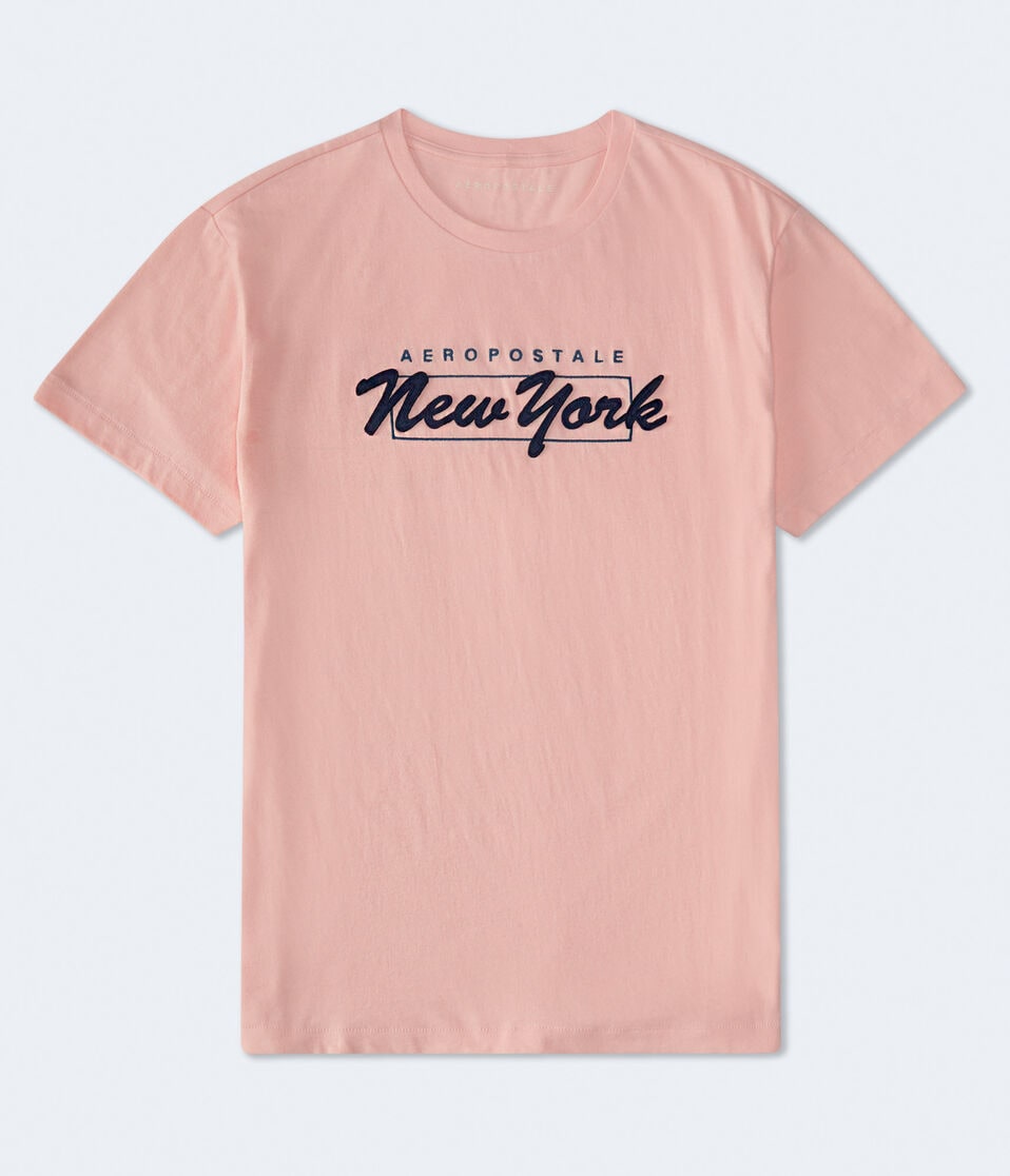 aéropostale Aeropostale New York Box Logo Appliqué Graphic Tee pink tulip
