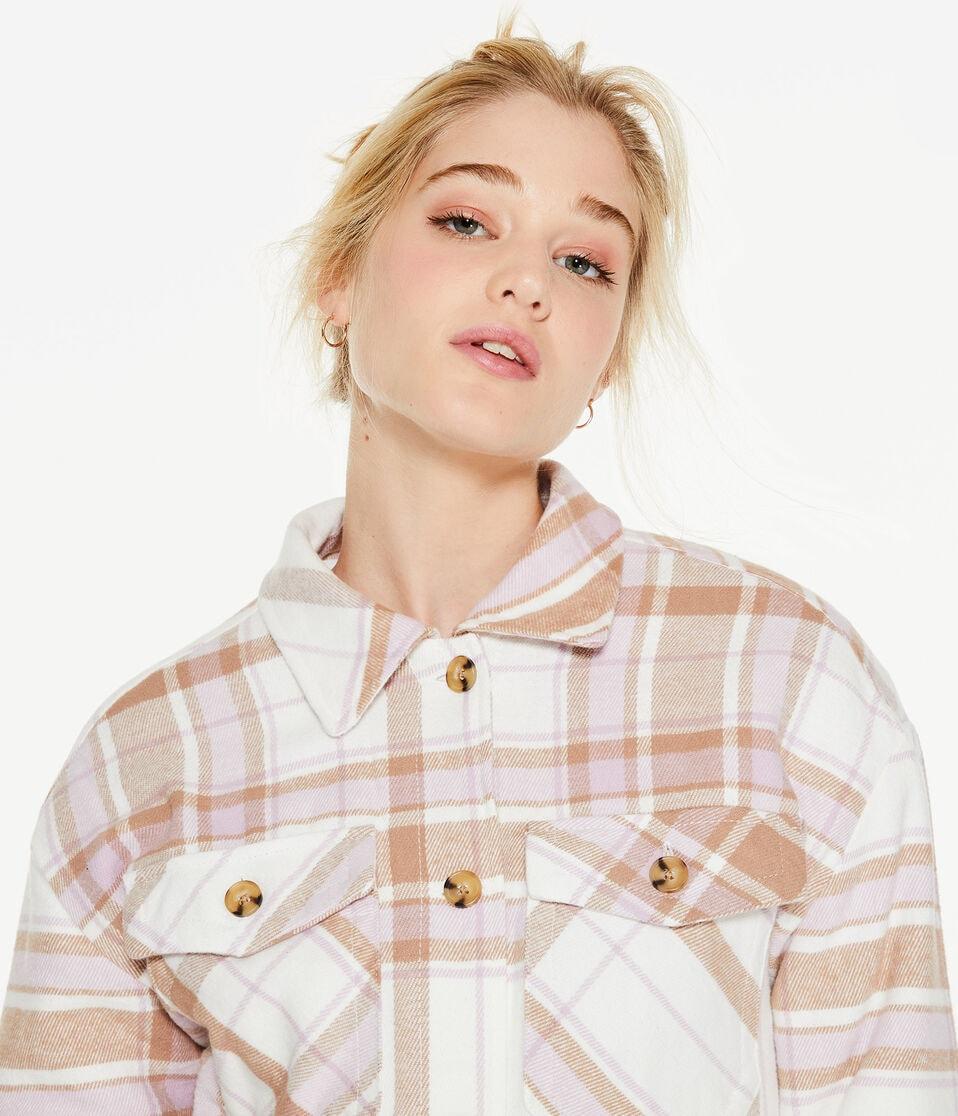 Aéropostale Plaid Flannel Shacket Natural