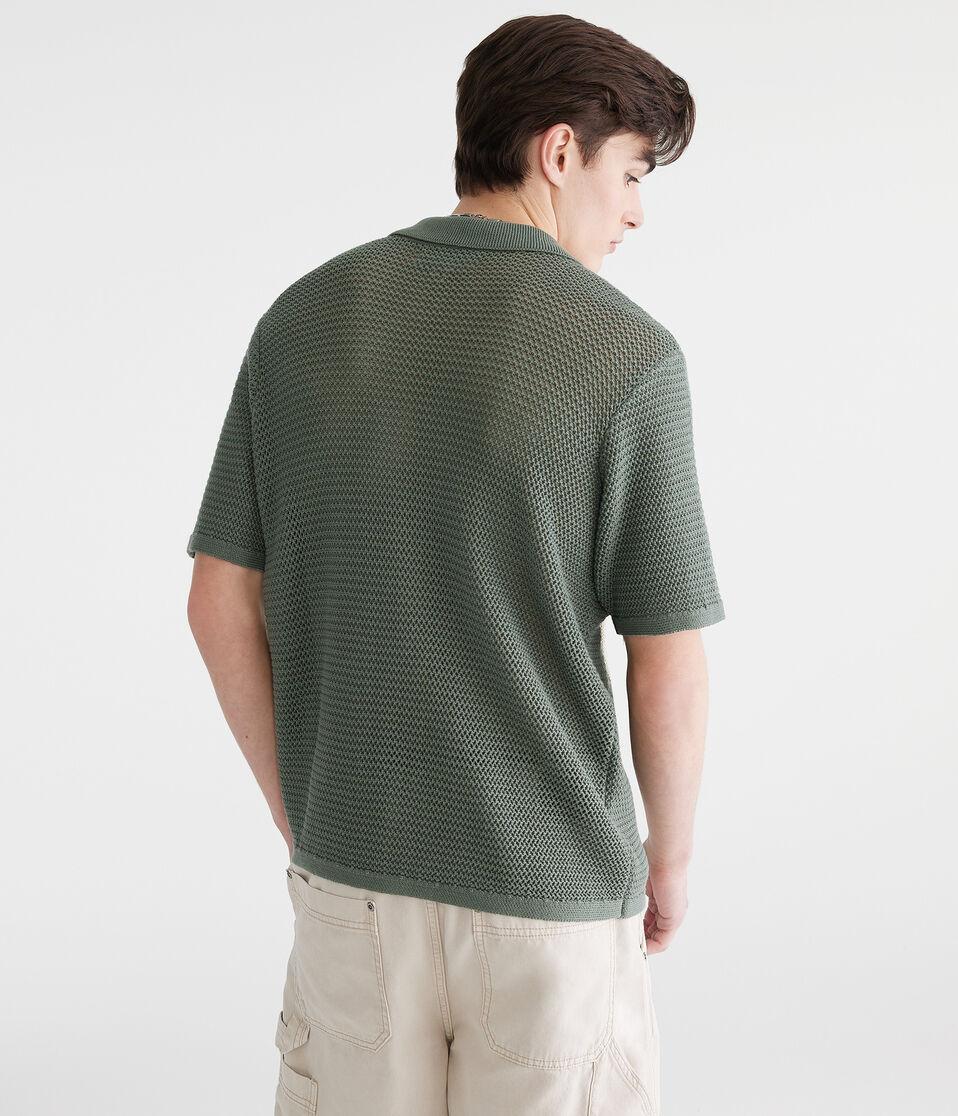 Aéropostale Pointelle Stripe Sweater Shirt Celery