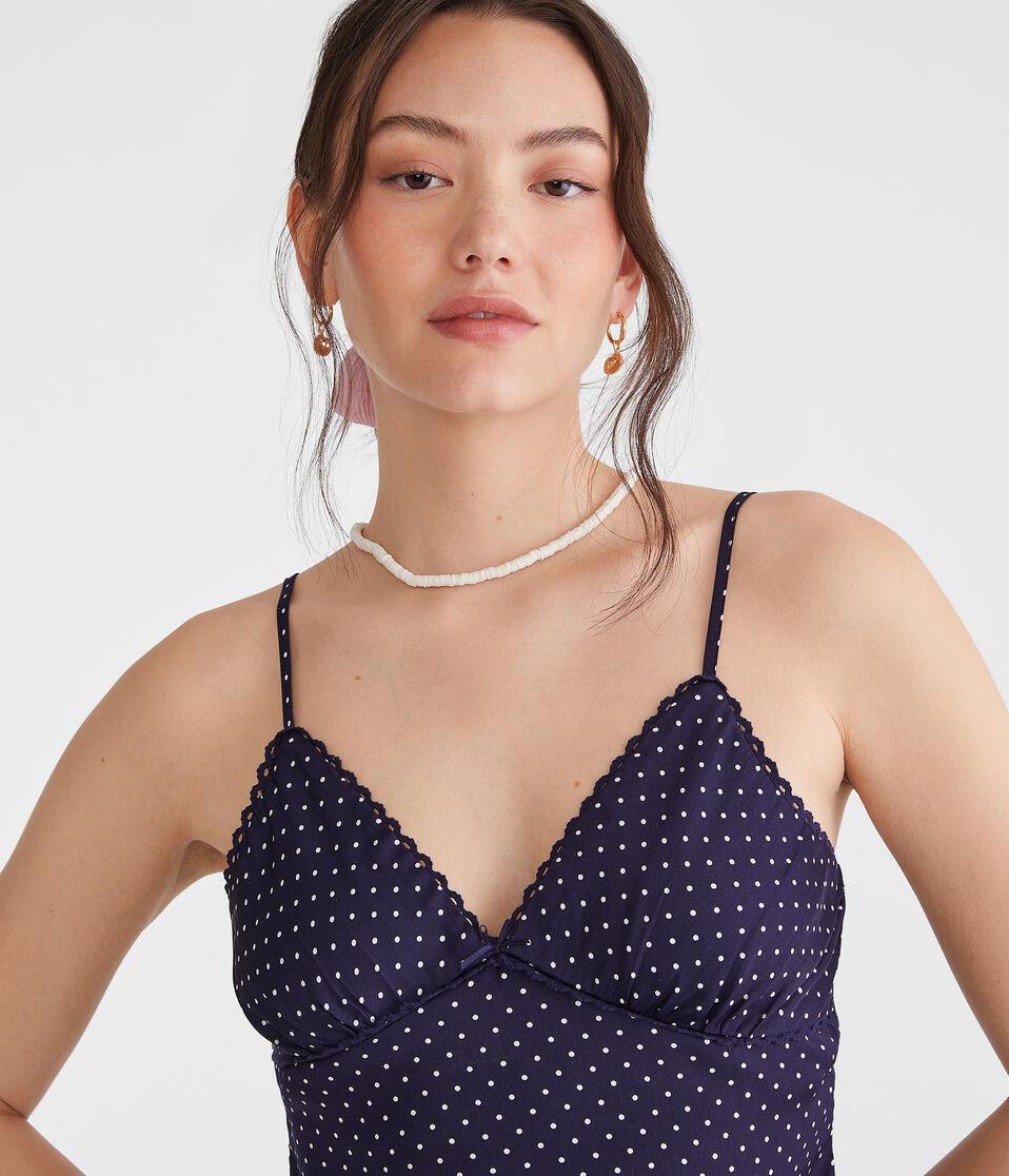 Aéropostale Polka Dot Satin Sweetheart Cami Navy