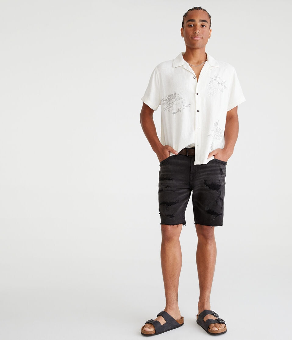 Aéropostale Premium Air Denim Shorts 9" Black Wash