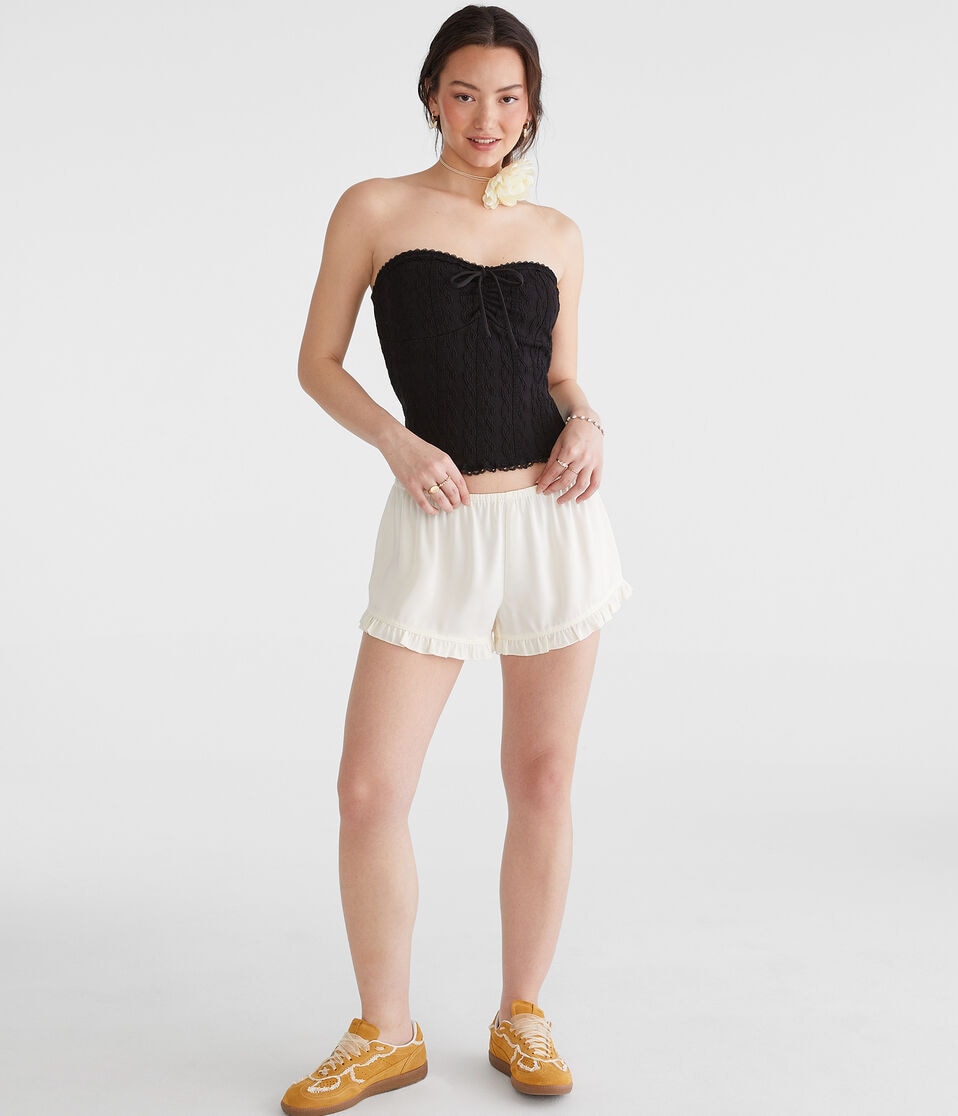 Aéropostale Satin Ruffle Shorts Nude