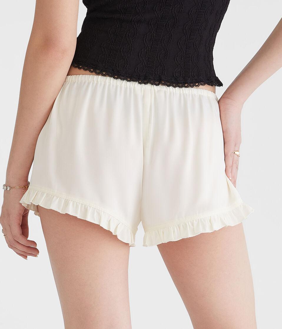Aéropostale Satin Ruffle Shorts Nude