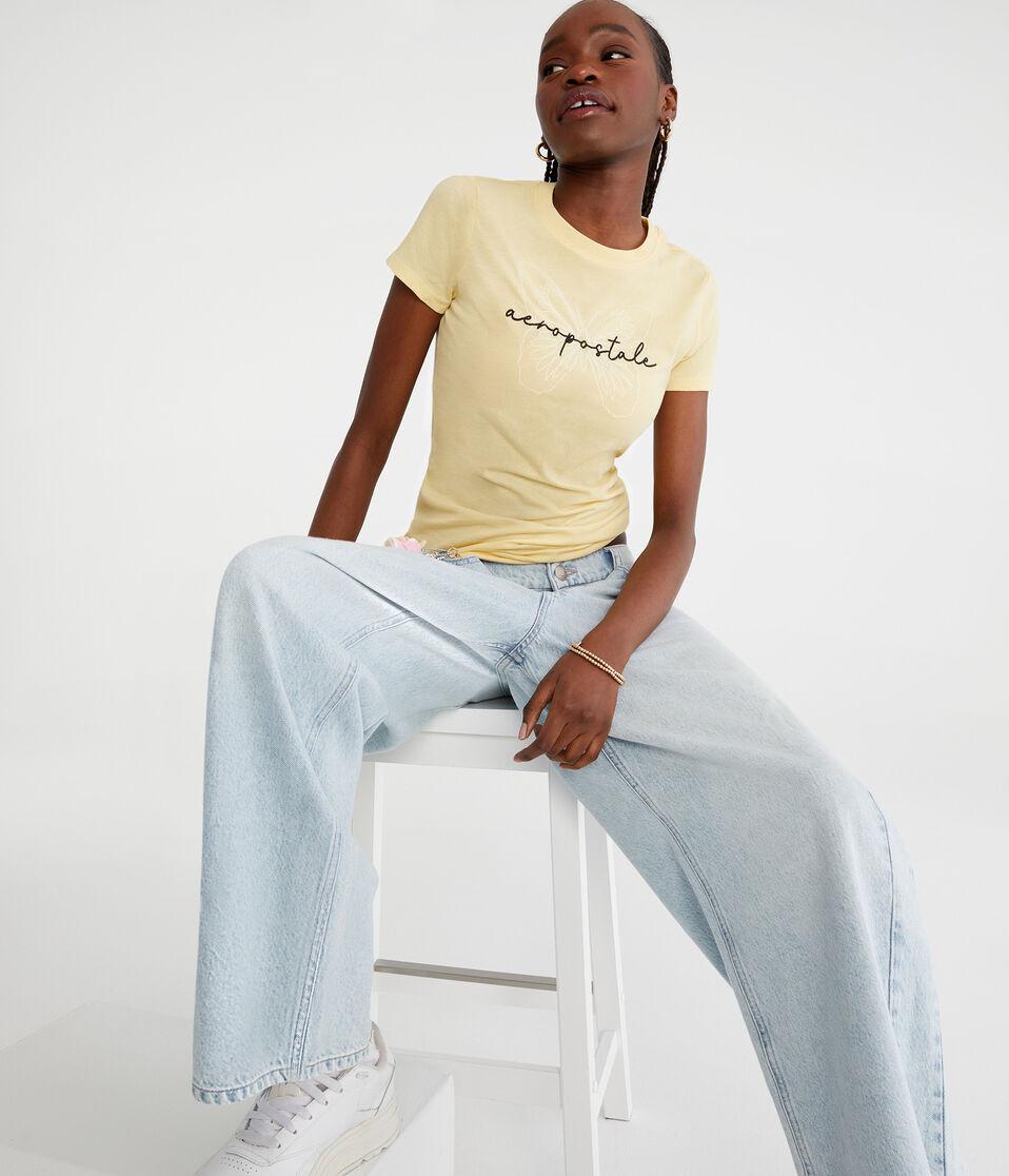 Aéropostale Aeropostale Script Butterfly Graphic Tee Golden Haze