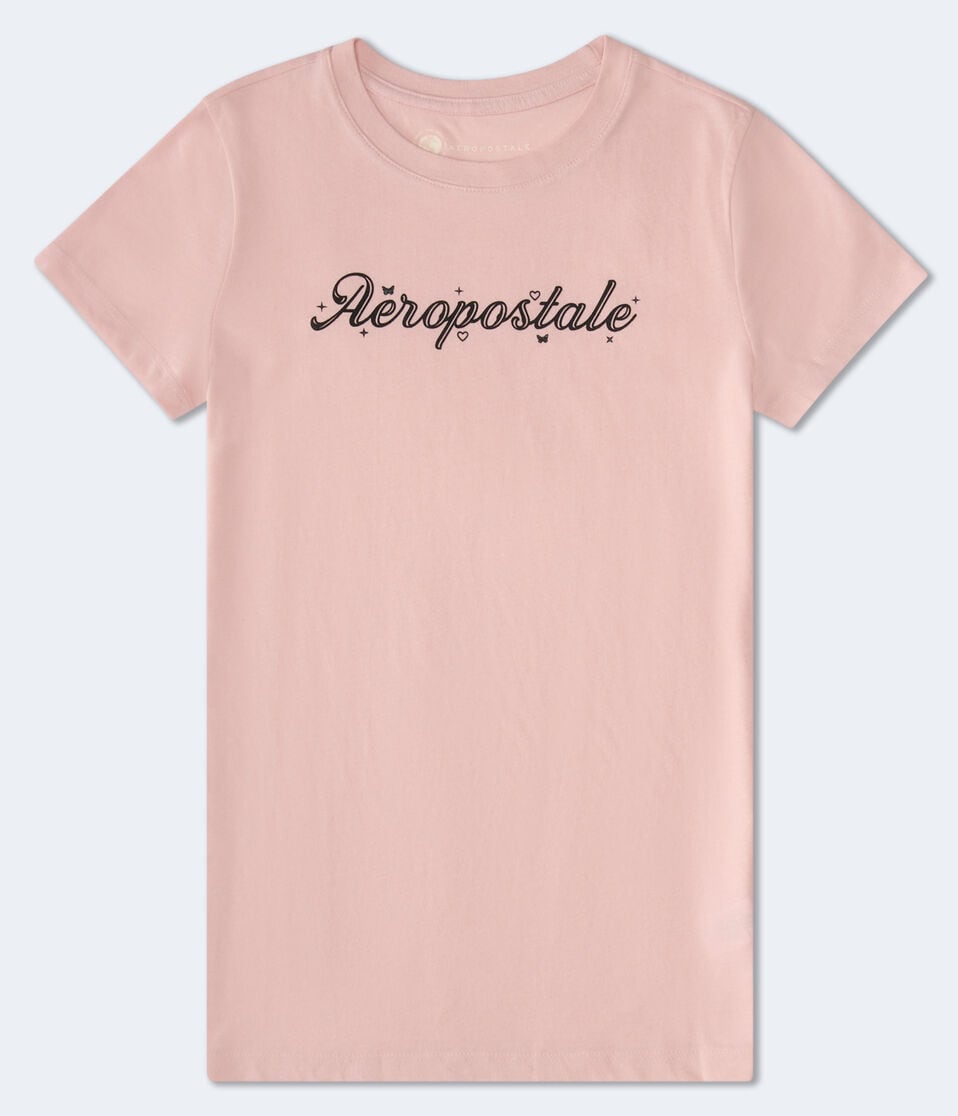 aéropostale Aeropostale Script Glitter Graphic Tee pink magnolia