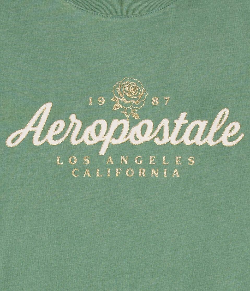 Aéropostale Aeropostale Script Rose Glitter Graphic Tee Tree Frog