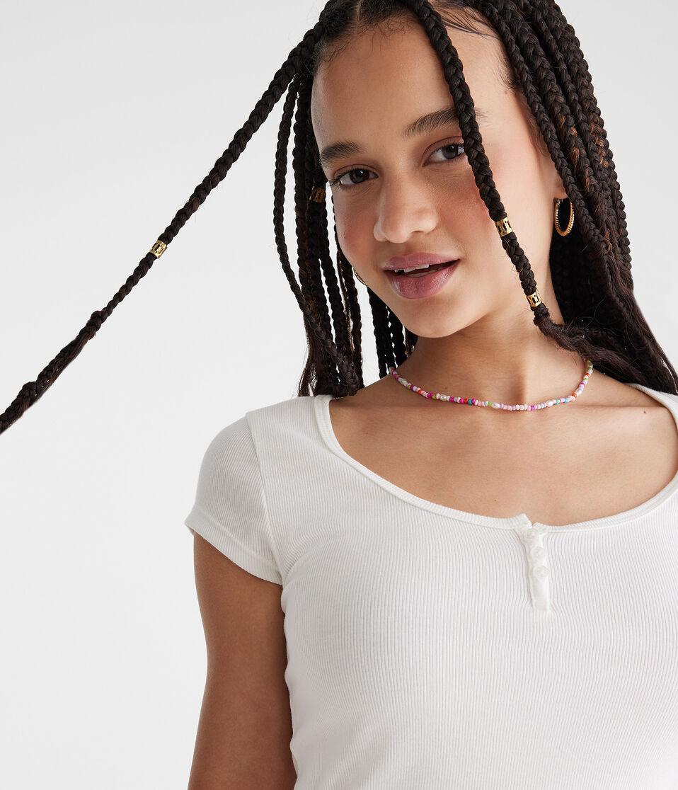 Aéropostale Seriously Soft Henley Tiny Top Cream