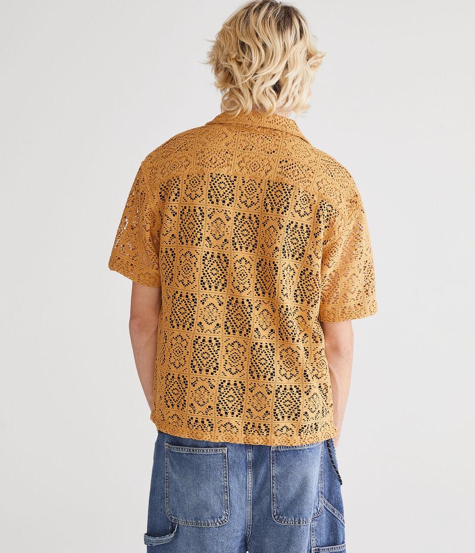 Aéropostale Short Sleeve Lace Boxy Camp Shirt Twig