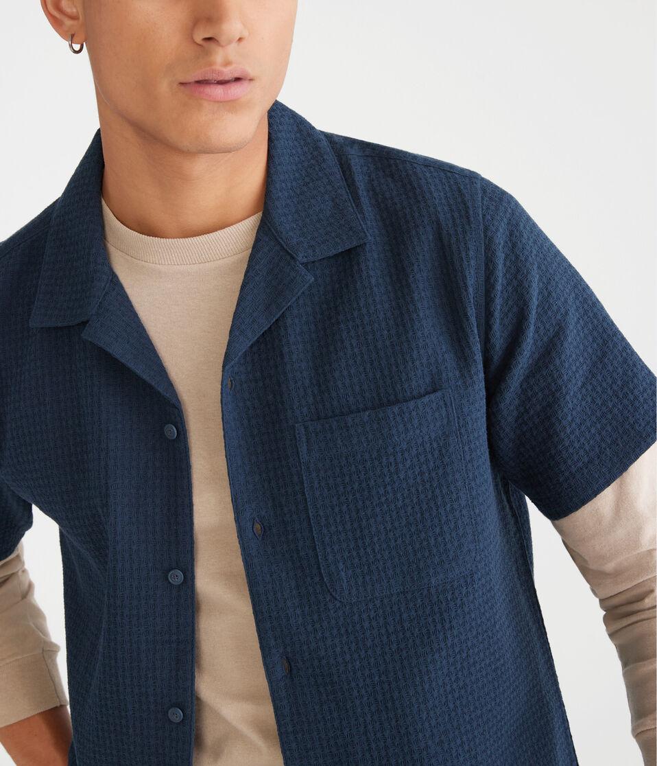 Aéropostale Short Sleeve Textured Shirt Camo Blue