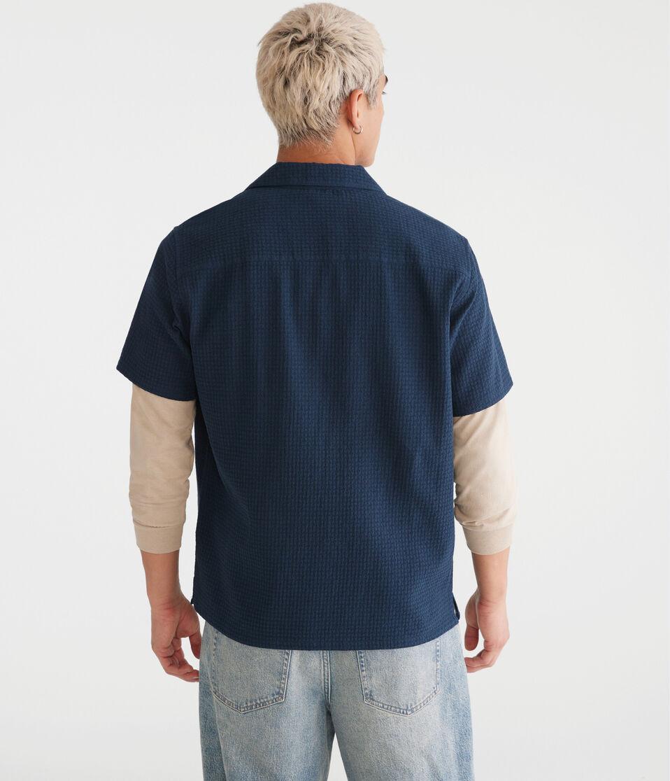 Aéropostale Short Sleeve Textured Shirt Camo Blue