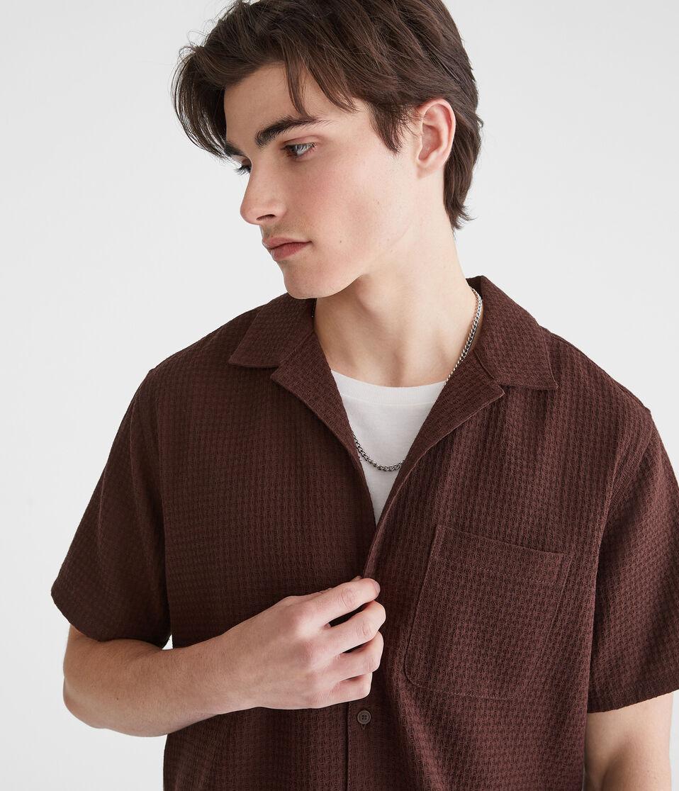 Aéropostale Short Sleeve Textured Shirt Raisin