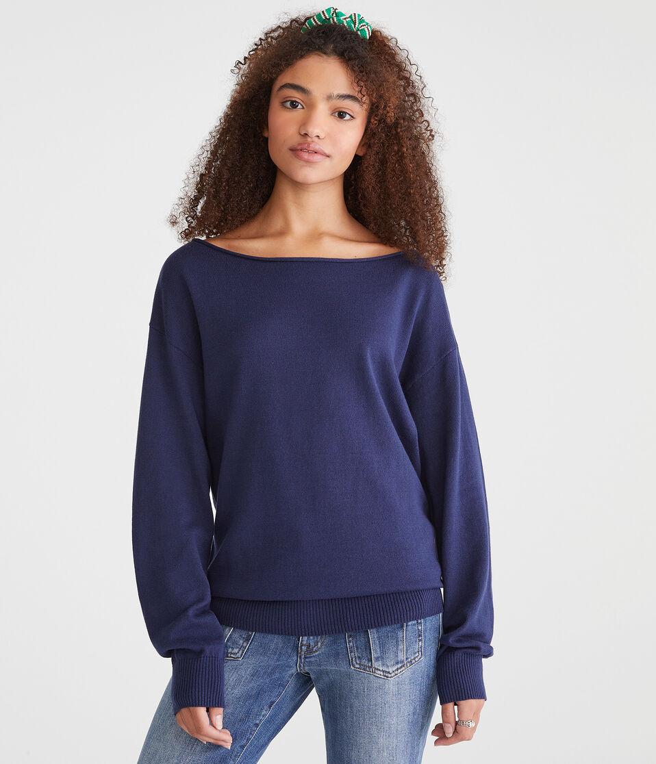 aéropostale Slouchy Slash-Neck Sweater naval blue