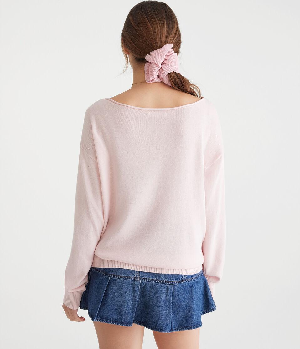 Aéropostale Slouchy Slash-Neck Sweater Peach Whip