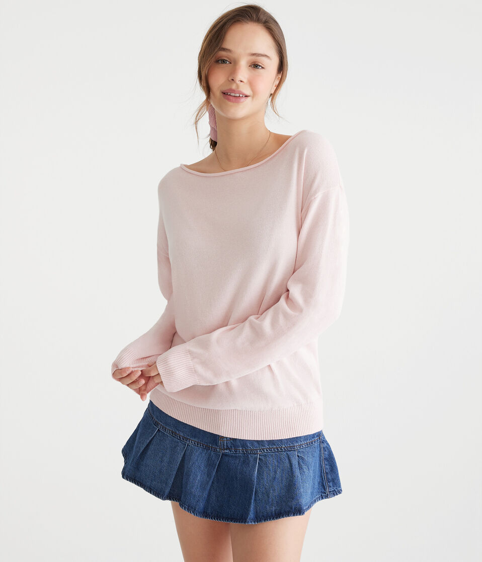 aéropostale Slouchy Slash-Neck Sweater peach whip