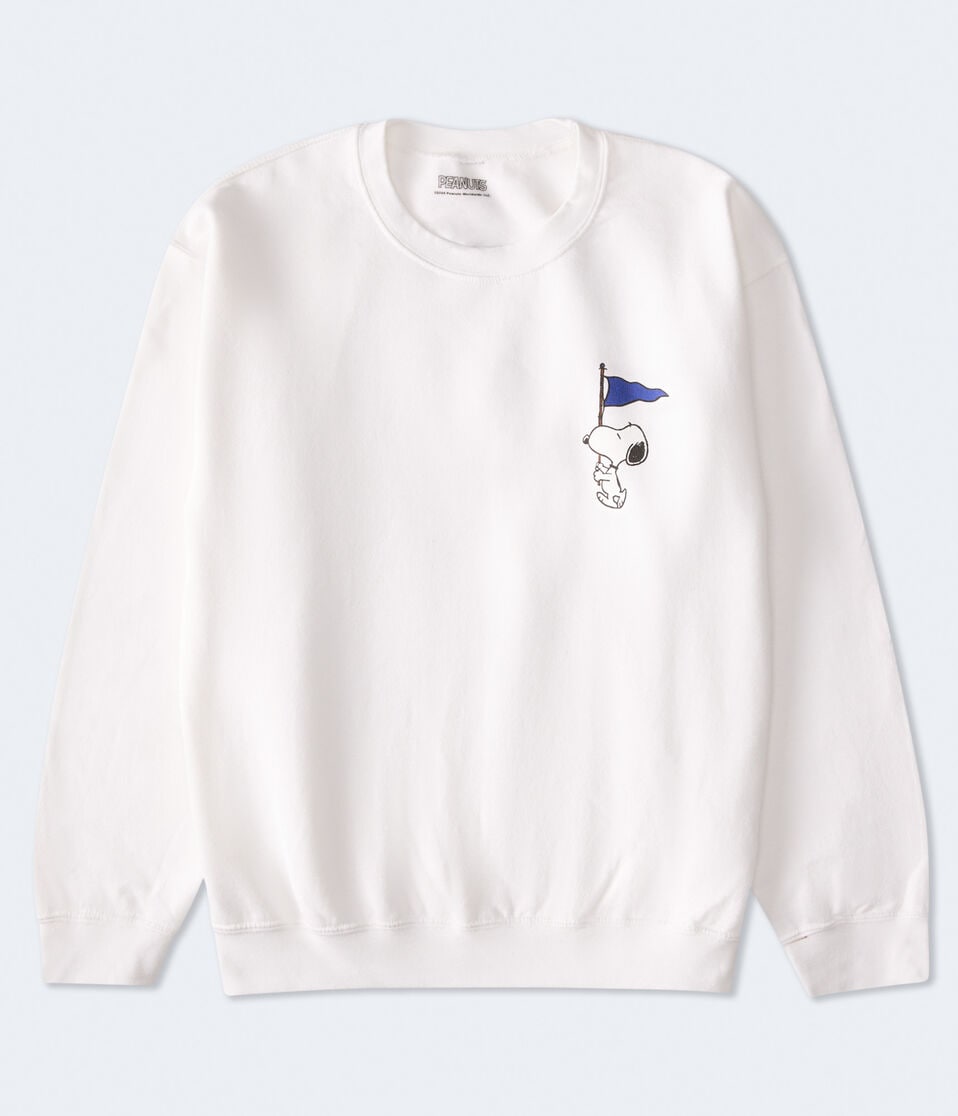 Aéropostale Snoopy Flag Crew Sweatshirt White