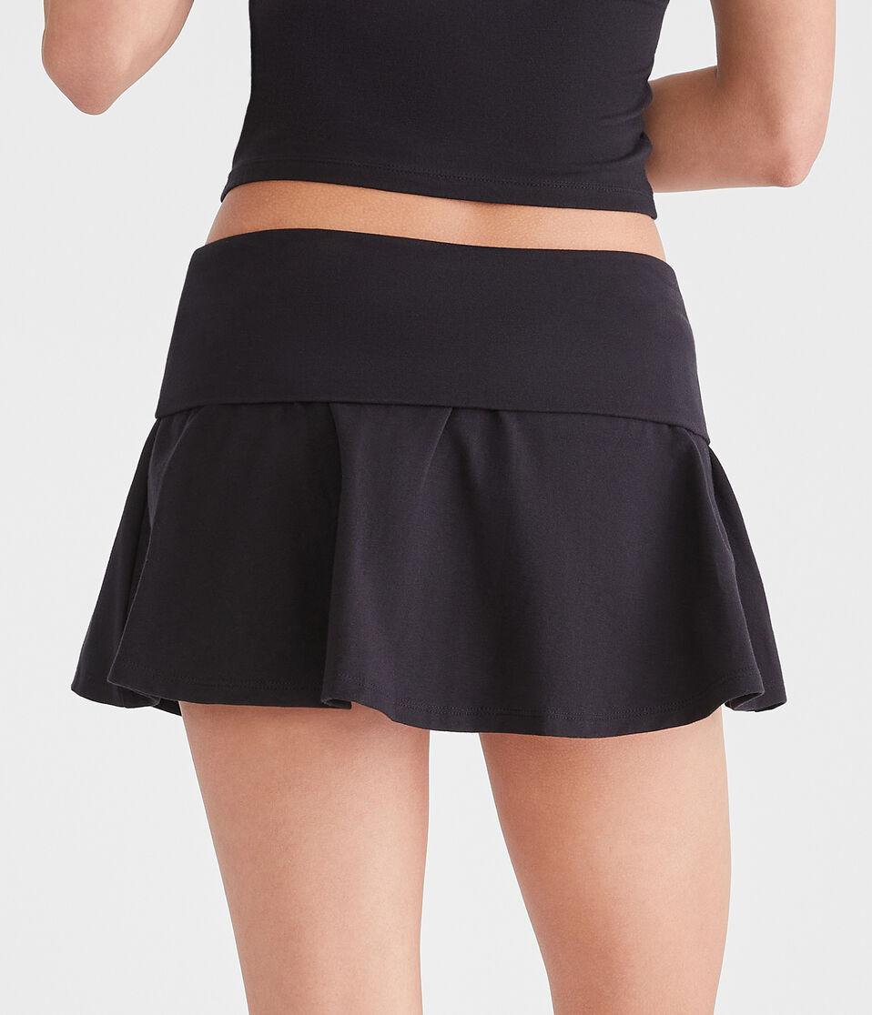 Aéropostale Solid Fold-Over Knit Skort Black Fox