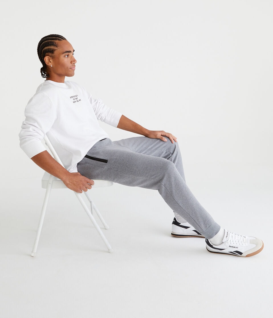 Aéropostale Solid Jogger Sweatpants Med Hthr Grey