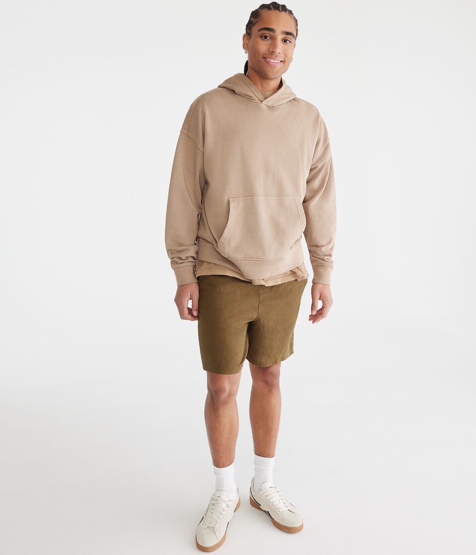 Aéropostale Solid Linen Shorts 7" Eucalyptus