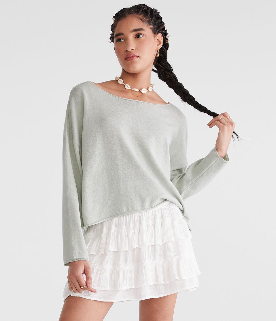 aéropostale Solid Slash-Neck Sweater polar blue