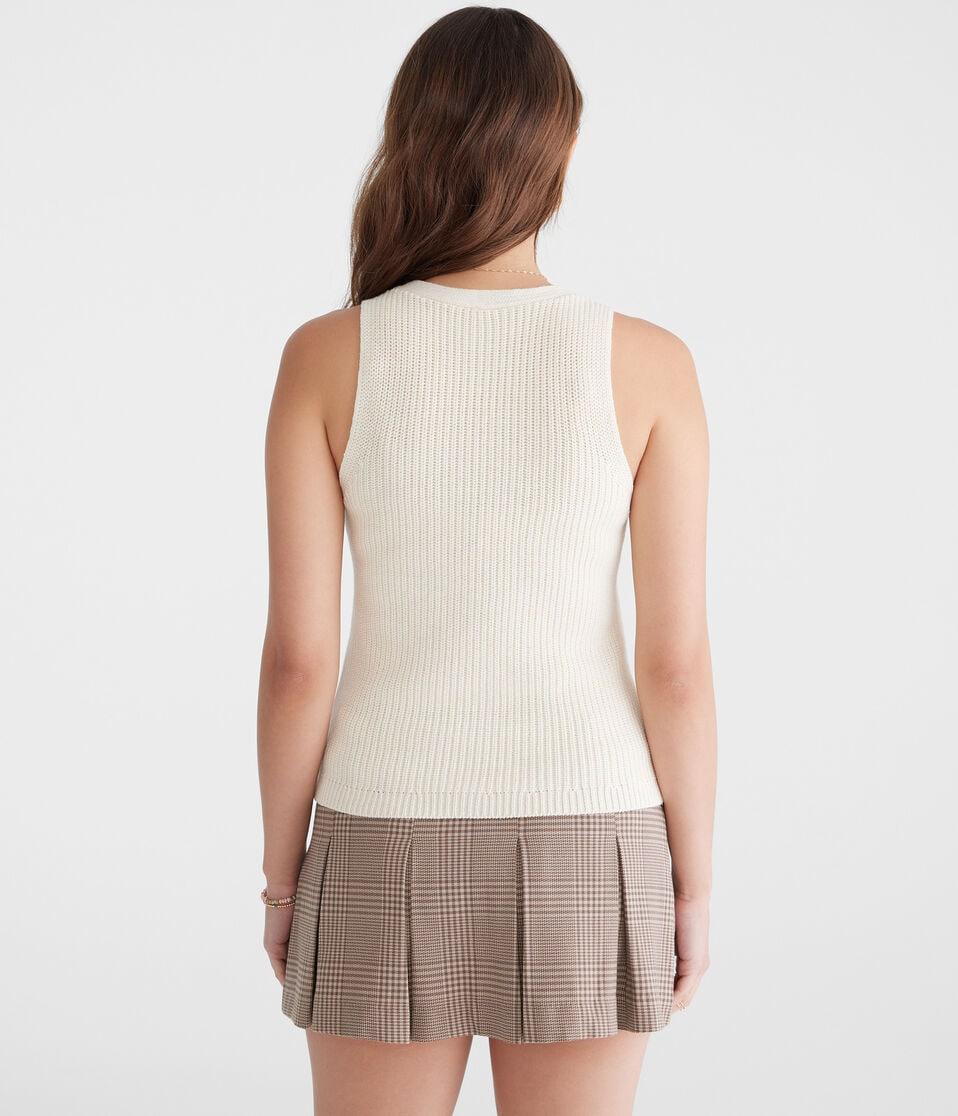 Aéropostale Solid V-Neck Sweater Vest Cream
