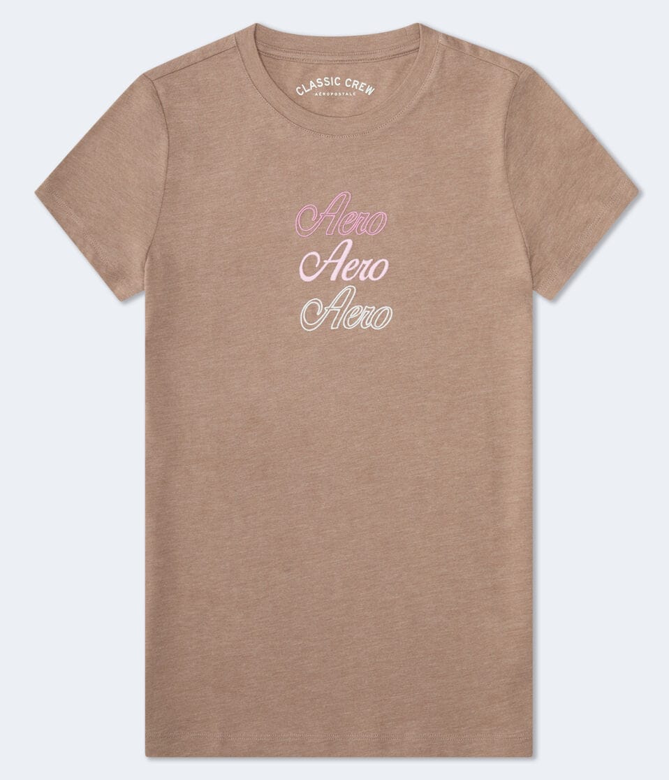 aéropostale Stacked Aero Logo Graphic Tee camel