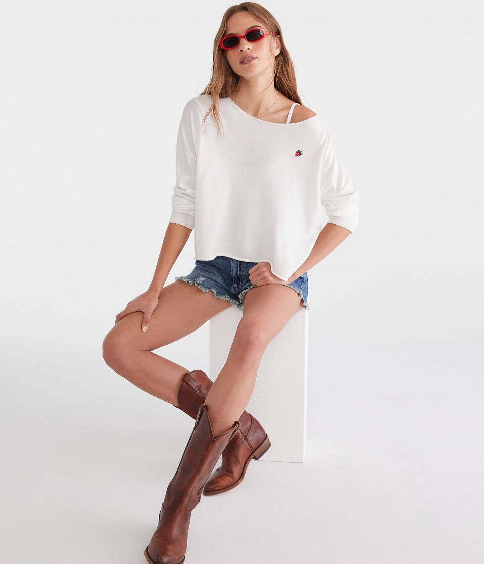 Aéropostale Strawberry Slash-Neck Sweater Nude