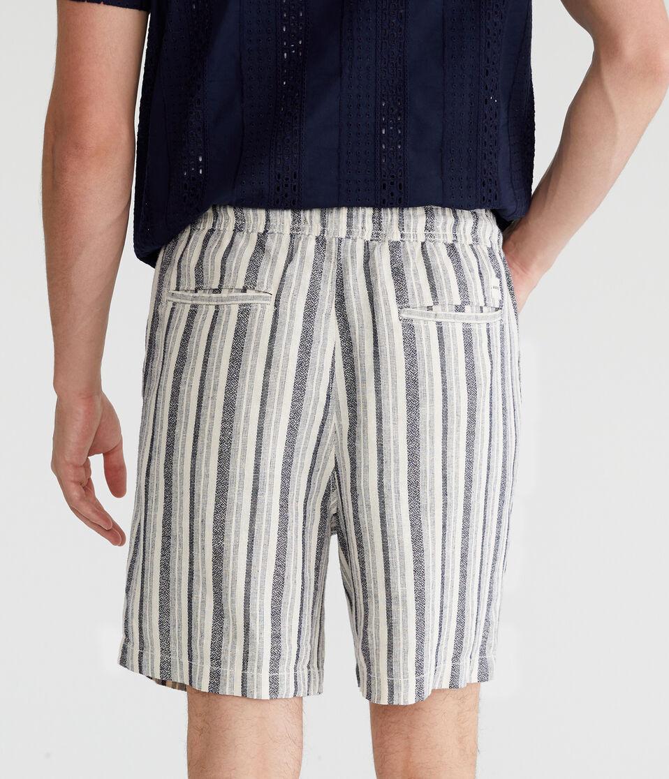 Aéropostale Striped Linen Shorts 7" Cadet Navy