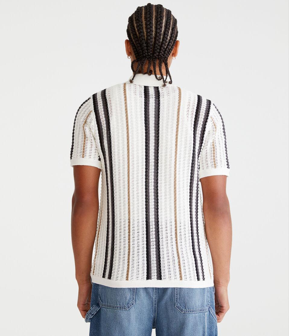 Aéropostale Striped Open-Knit Sweater Shirt Nude
