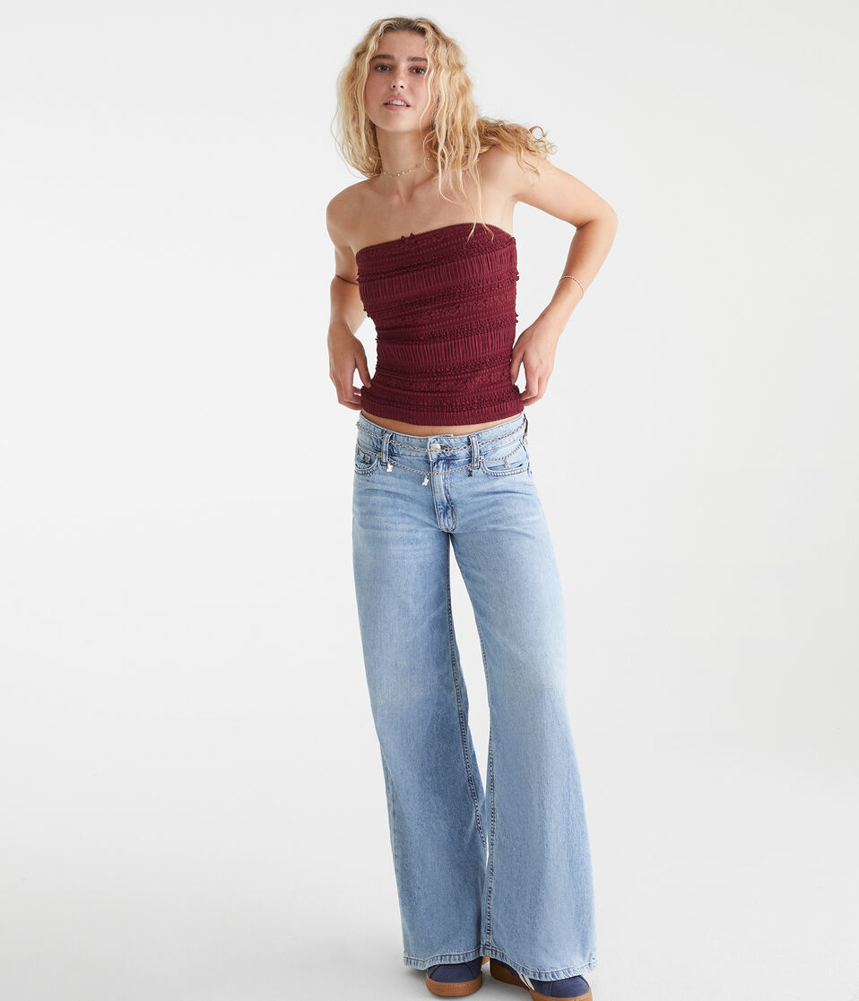 Aéropostale Textured Lace Tube Top Rustic Wine