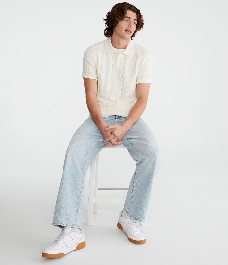 Aéropostale Textured Stripe Sweater Polo Nude