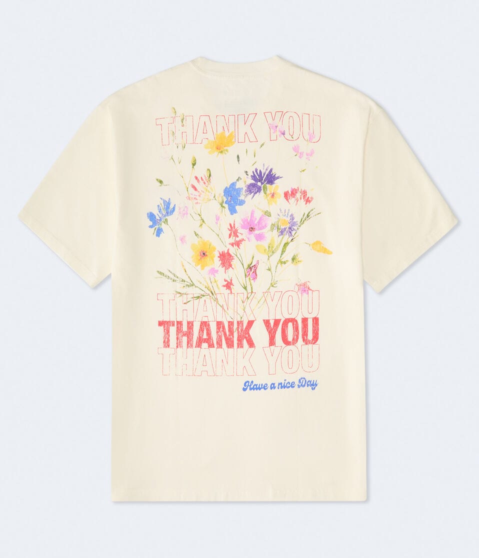 aéropostale Thank You Floral Graphic Tee cream