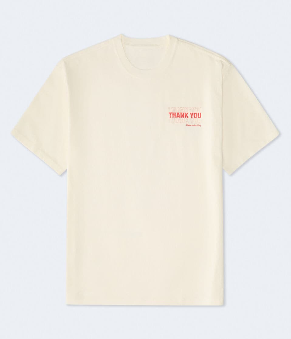 Aéropostale Thank You Floral Graphic Tee Cream