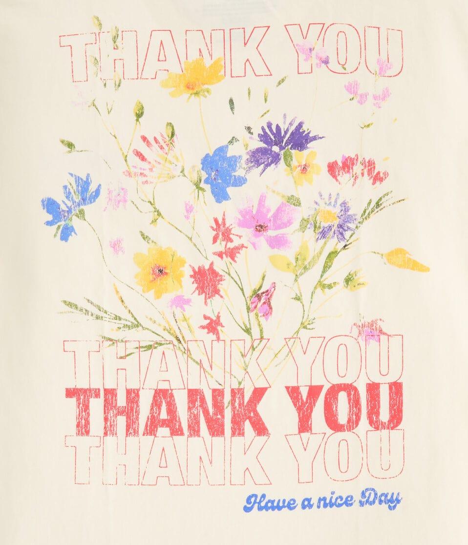 Aéropostale Thank You Floral Graphic Tee Cream