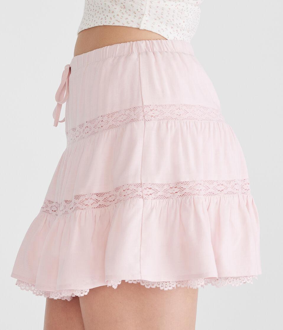 Aéropostale Tiered Lace Mini Skort Peach Whip