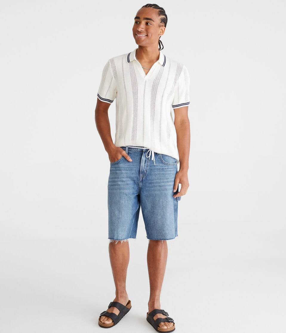 Aéropostale Tipped Open-Knit Sweater Polo Nude