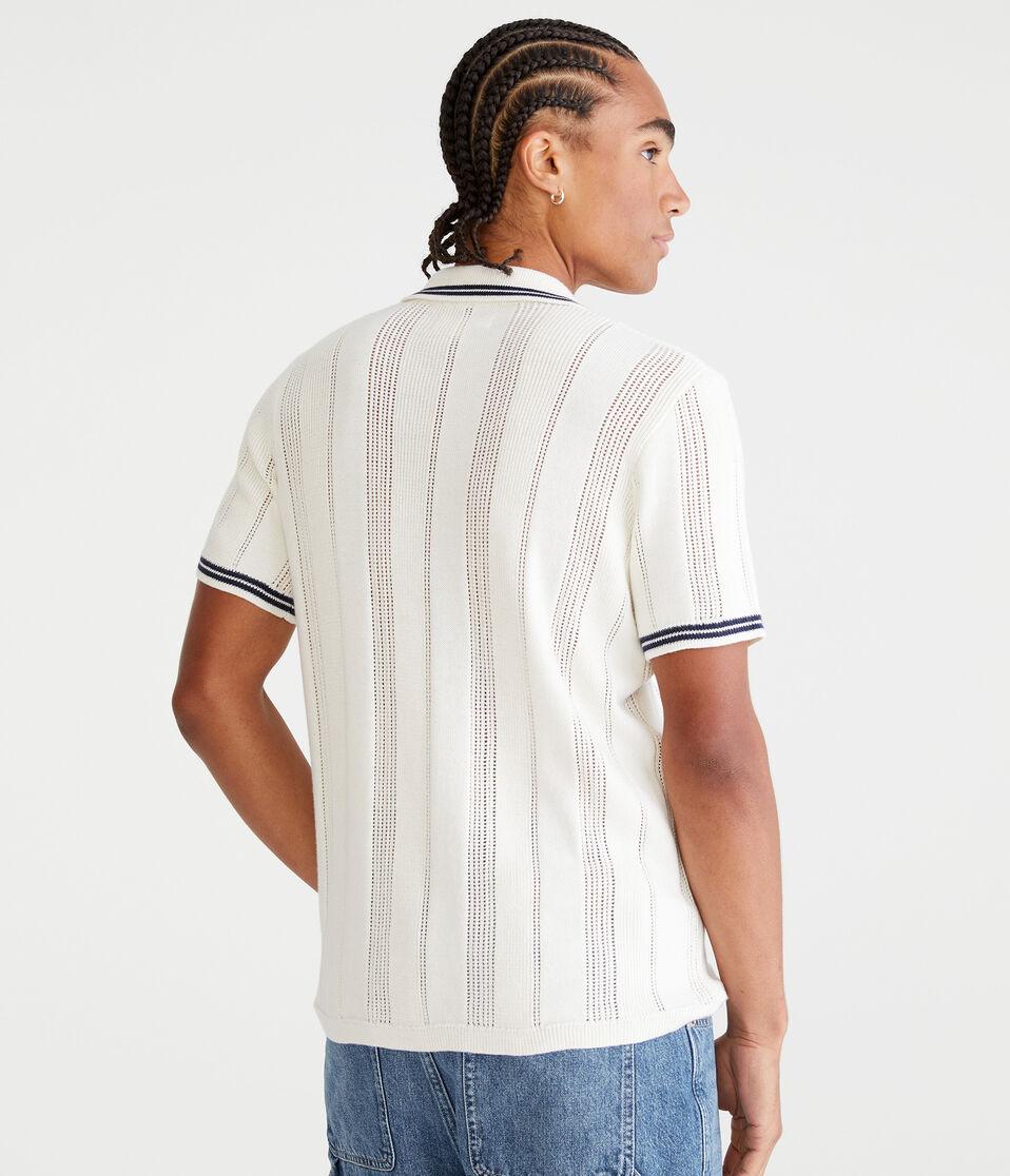 Aéropostale Tipped Open-Knit Sweater Polo Nude