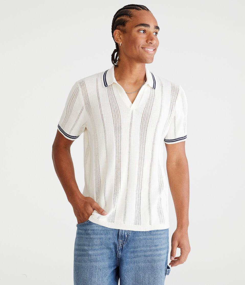 aéropostale Tipped Open-Knit Sweater Polo nude