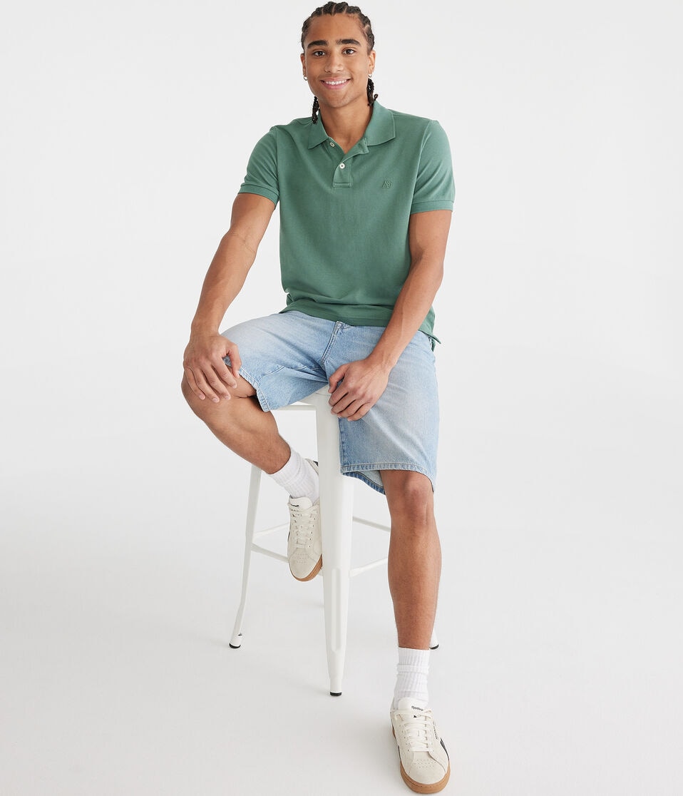 Aéropostale Tonal A87 Logo Piqué Polo Basque Olive