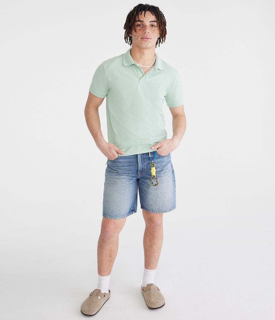 Aéropostale Tonal A87 Logo Piqué Polo Light Green