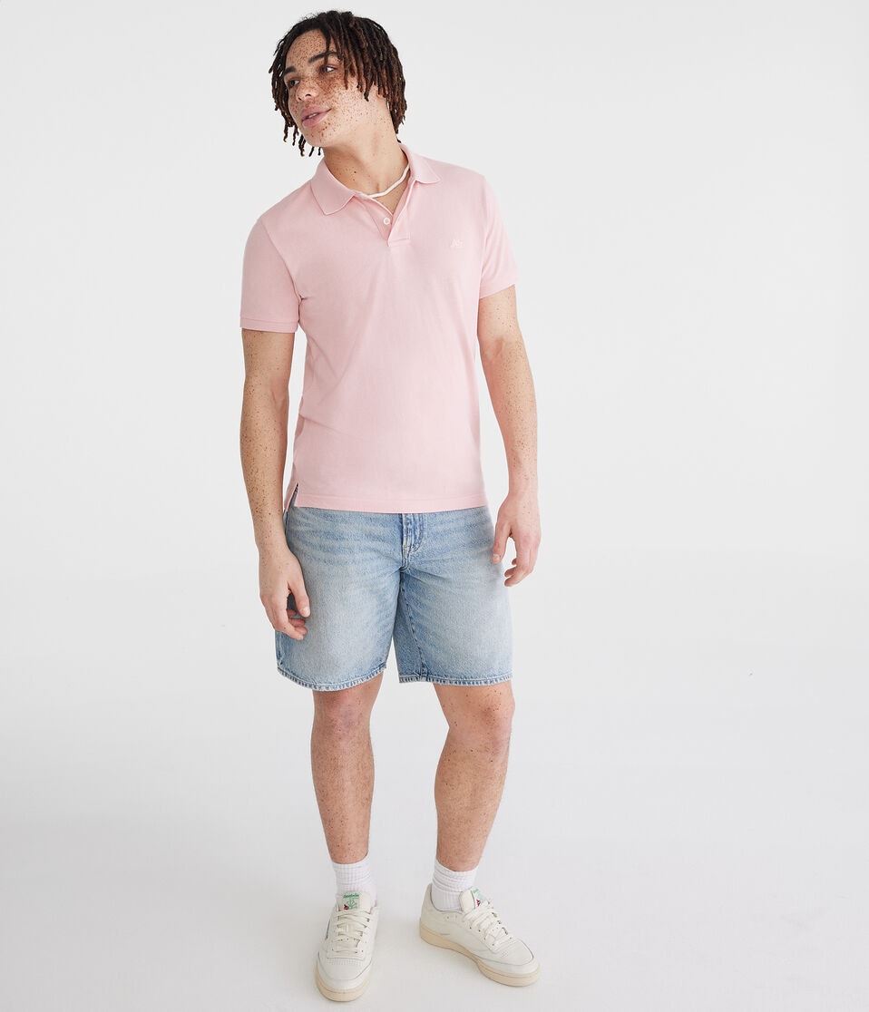 Aéropostale Tonal A87 Logo Piqué Polo Pink Dream