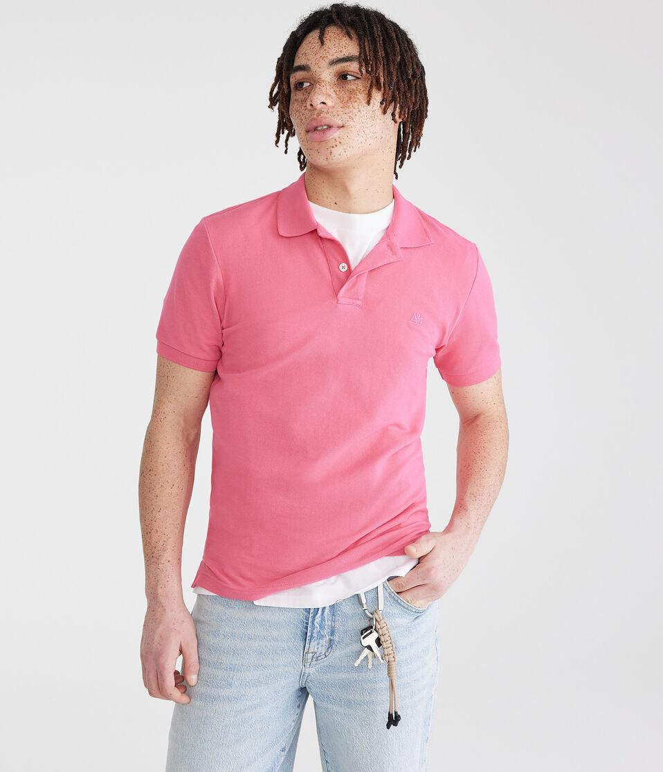 Aéropostale Tonal A87 Logo Piqué Polo Pink Flambe