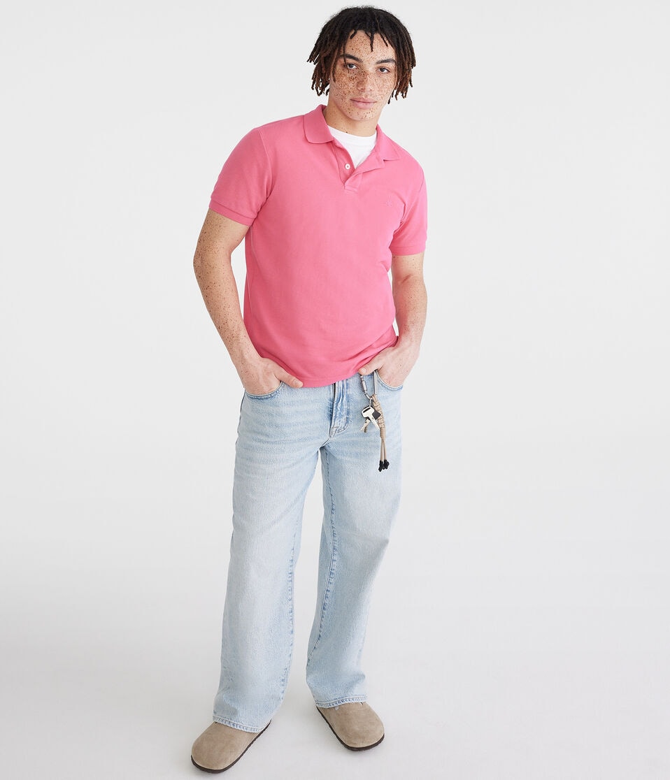 Aéropostale Tonal A87 Logo Piqué Polo Pink Flambe